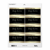 Minimalistische moderne luxe script zwart gouden l etiket (Full Sheet)