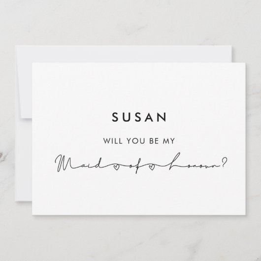 Minimalistische moderne Maid of Honor UK voorstel Kaart (Voorkant)