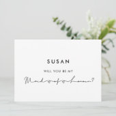 Minimalistische moderne Maid of Honor UK voorstel Kaart (Staand voorkant)