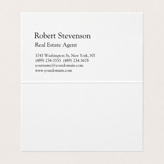 Minimalistische moderne makelaar visitekaartje (Binnenkant ongevouwen)