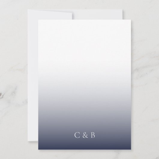 Minimalistische moderne marine blauw fade chique b kaart (Achterkant)