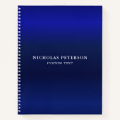 Minimalistische moderne marine blauw metallic naam notitieboek (Voorkant)