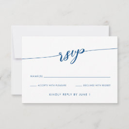 Minimalistische moderne marine blauw script RSVP-k RSVP Kaartje
