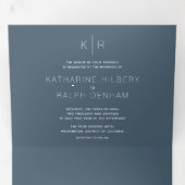 Minimalistische moderne marine foto bruiloft alles drieluik uitnodiging (Binnenzijde eerst)