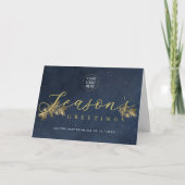 Minimalistische moderne marine goud den elegante z feestdagen kaart (Voorkant)