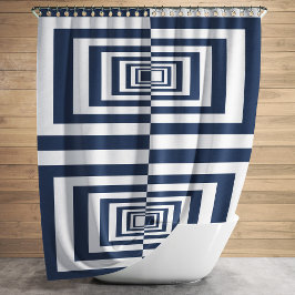 Minimalistische moderne marineblauwe geometrische douchegordijn
