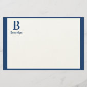 Minimalistische moderne marineblauwe rand monogram briefpapier (Voorkant)