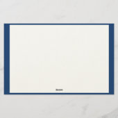 Minimalistische moderne marineblauwe rand monogram briefpapier (Achterkant)