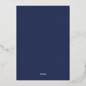 Minimalistische moderne marineblauwe script bruilo folie uitnodiging (Achterkant)