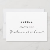 Minimalistische moderne Matron of Honor-voorstelka Kaart (Voorkant)