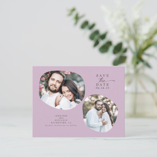 Minimalistische moderne Mauve Bewaar de datumfoto Save The Date (Staand voorkant)