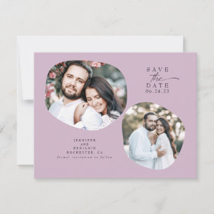 Minimalistische moderne Mauve Bewaar de datumfoto Save The Date
