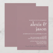 Minimalistische moderne Mauve bruiloft Kaart (Voorkant / Achterkant)