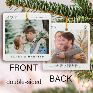 Minimalistische moderne Merry and Married foto Keramisch Ornament