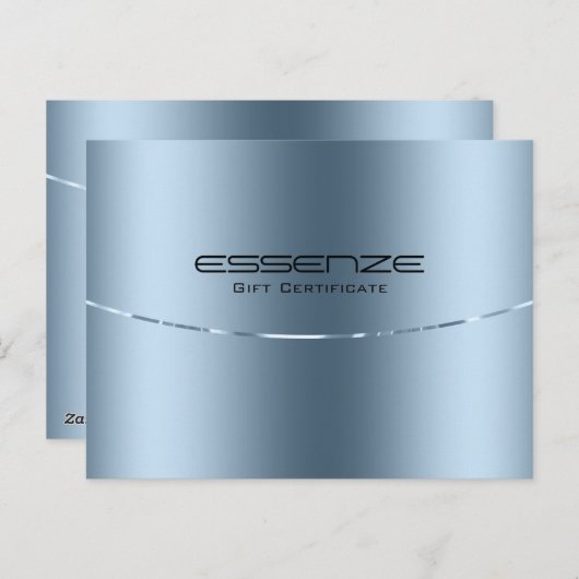 Minimalistische moderne metallic blauwe textuur briefkaart (Voorkant / Achterkant)