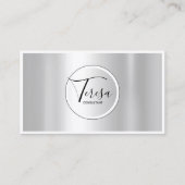 Minimalistische Moderne Metallic Circle Silver ID5 Visitekaartje (Voorkant)
