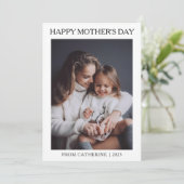 Minimalistische moderne moederdag 1 foto feestdagenkaart (Staand voorkant)