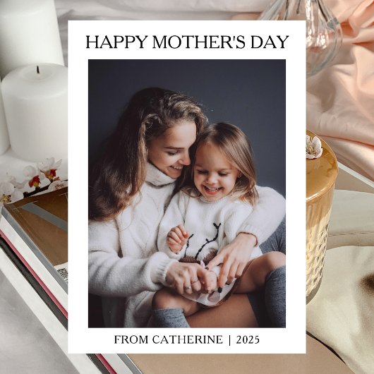 Minimalistische moderne moederdag 1 foto feestdagenkaart