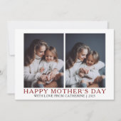 Minimalistische moderne moederdag 2 foto feestdagenkaart (Voorkant)