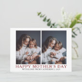 Minimalistische moderne moederdag 2 foto feestdagenkaart (Staand voorkant)