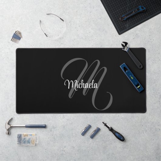 Minimalistische moderne monogram beginletter naam bureaumat (Werkstation)