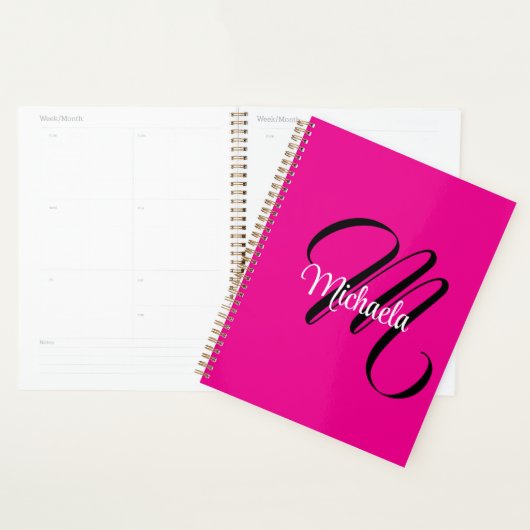 Minimalistische moderne monogram beginletter naam planner (Display)