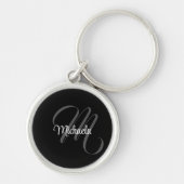Minimalistische moderne monogram beginletter naam sleutelhanger (Voorkant)