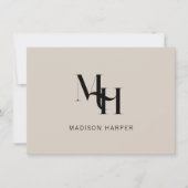 Minimalistische moderne monogram beginletters tan notitiekaartje (Voorkant)