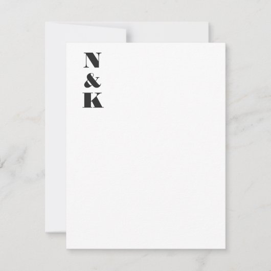 Minimalistische Moderne Monogram Beginletters Zwar Bedankkaart (Voorkant)
