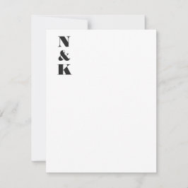Minimalistische moderne monogram beginletters zwar bedankkaart
