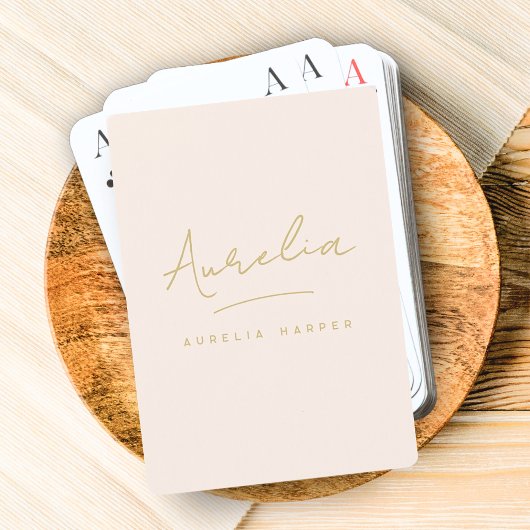 Minimalistische Moderne Monogram Blush Roze Custom Pokerkaarten