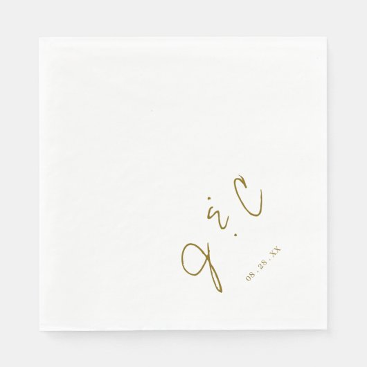 Minimalistische moderne monogram bruiloft servet (Voorkant)