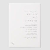 Minimalistische moderne monogram bruiloft vellum uitnodigingen (Voorkant)