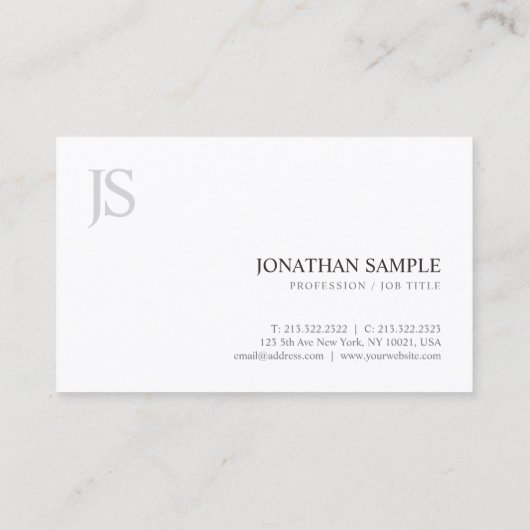 Minimalistische moderne monogram eenvoudige Sjablo Visitekaartje (Achterkant)