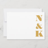 Minimalistische moderne monogram geel huwelijk nam notitiekaartje (Voorkant)