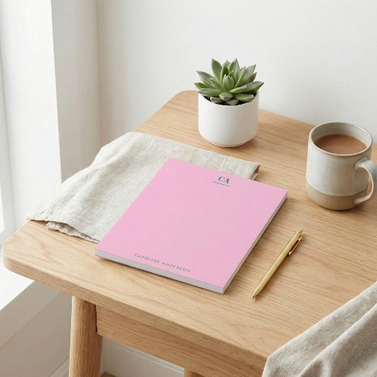 Minimalistische moderne monogram gepersonaliseerde notitieblok