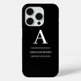 Minimalistische moderne monogram in zwart en wit iPhone 15 pro case