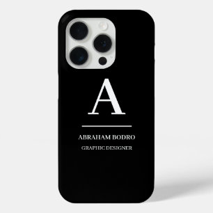 Minimalistische moderne monogram in zwart en wit iPhone 15 pro case
