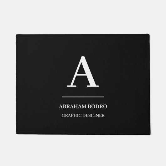 Minimalistische moderne monogram in zwart en wit deurmat (Voorkant)