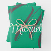 Minimalistische moderne monogram initiaal naam gro inpakpapier vel (In situ)