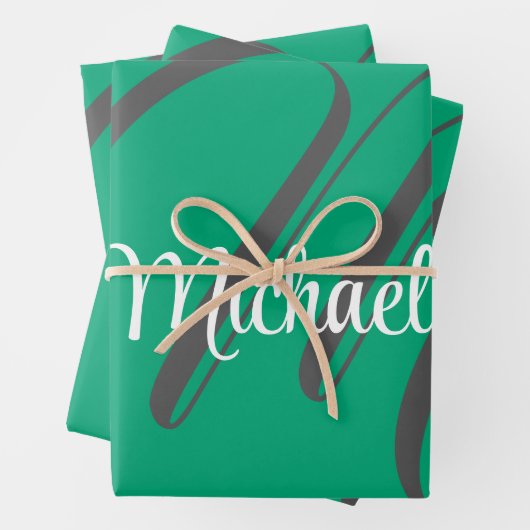 Minimalistische moderne monogram initiaal naam gro inpakpapier vel (In situ)