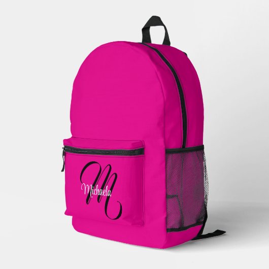 Minimalistische moderne monogram initiaal naam hee bedrukte rugzak (Achterkant Hoek Rechts)