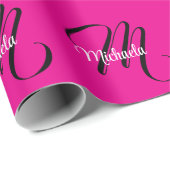 Minimalistische moderne monogram initiaal naam hee cadeaupapier (Rol Hoek)