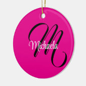 Minimalistische moderne monogram initiaal naam hee keramisch ornament (Links)