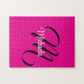 Minimalistische moderne monogram initiaal naam hee legpuzzel (Horizontaal)