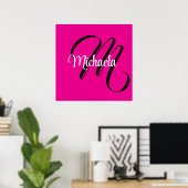 Minimalistische moderne monogram initiaal naam hee poster (Thuiskantoor)