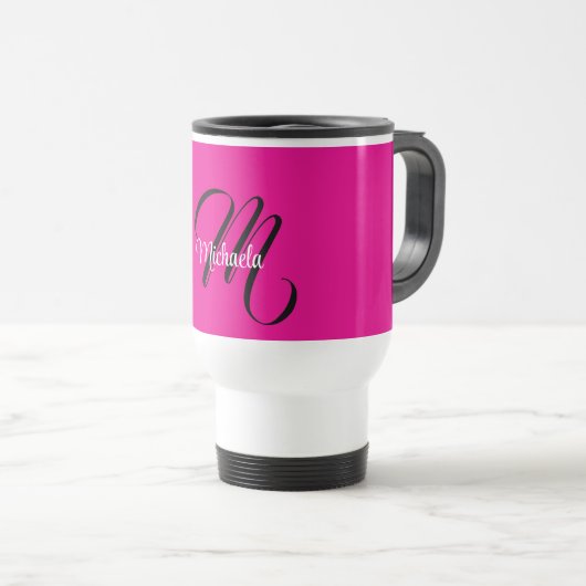 Minimalistische moderne monogram initiaal naam hee reisbeker (Voorkant rechts)