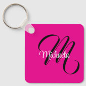Minimalistische moderne monogram initiaal naam hee sleutelhanger (Voorkant)
