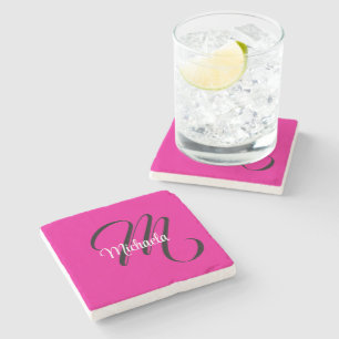 Minimalistische moderne monogram initiaal naam hee stenen onderzetter