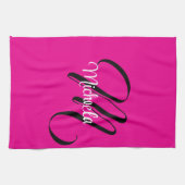 Minimalistische moderne monogram initiaal naam hee theedoek (Horizontaal)